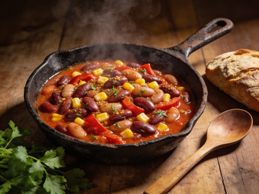 Rauchige Bohnenpfanne mit Chili con Carne Gewürz